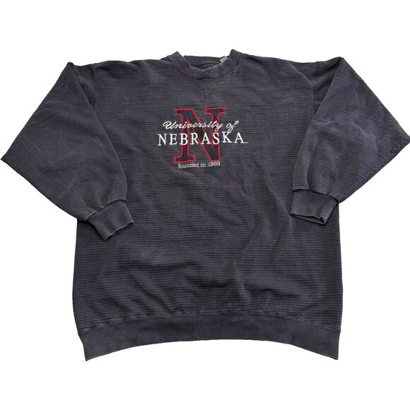 VTG RARE Univ of Nebraska Huskers Galt Crew Grey Football Sweatshirt Men XL USA - Picture 2 of 10